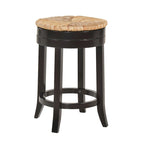 24   Brown and Beige Counter Stool with Swivel Rush Seat