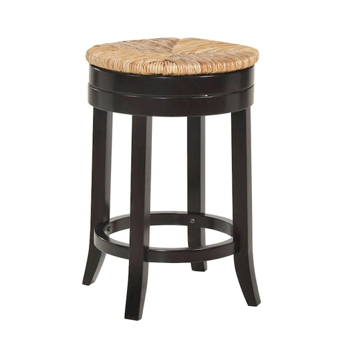 24   Brown and Beige Counter Stool with Swivel Rush Seat