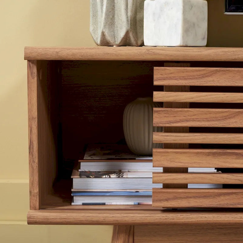 Meuble TV média de rangement Safavieh Teela Noyer 59 pouces – 59 L x 15 P x 19 H – 59Lx15Px19H