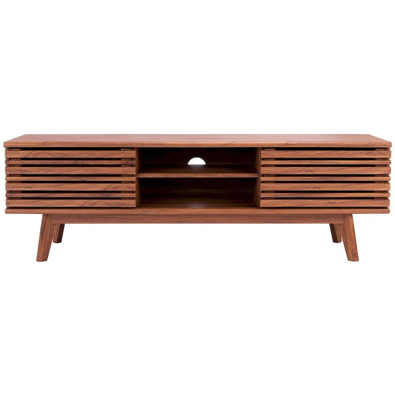 Meuble TV média de rangement Safavieh Teela Noyer 59 pouces – 59 L x 15 P x 19 H – 59Lx15Px19H