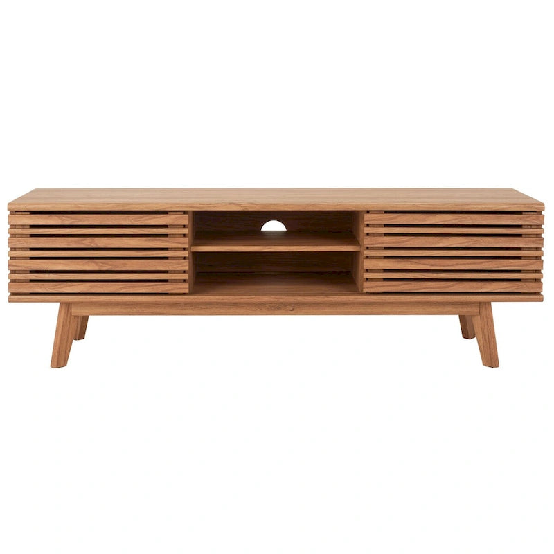 Meuble TV média de rangement Safavieh Teela Noyer 59 pouces – 59 L x 15 P x 19 H – 59Lx15Px19H
