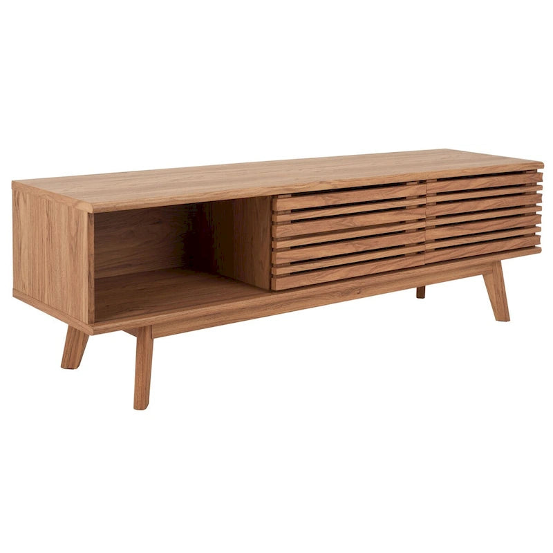 Meuble TV média de rangement Safavieh Teela Noyer 59 pouces – 59 L x 15 P x 19 H – 59Lx15Px19H