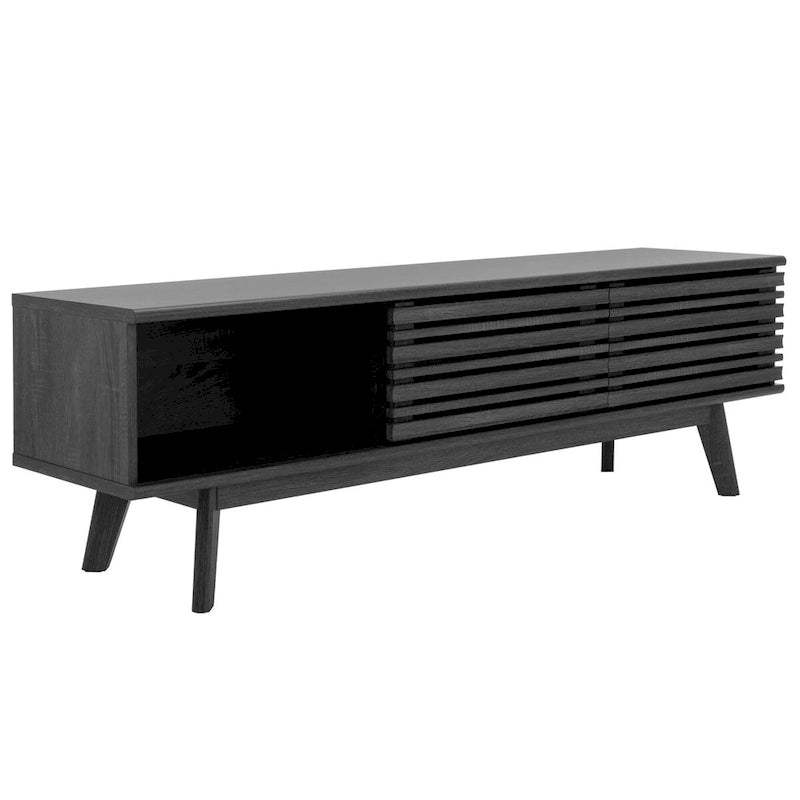 Meuble TV média de rangement Safavieh Teela Noyer 59 pouces – 59 L x 15 P x 19 H – 59Lx15Px19H
