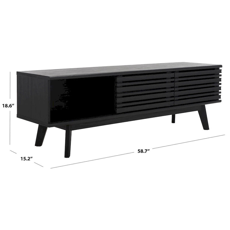Meuble TV média de rangement Safavieh Teela Noyer 59 pouces – 59 L x 15 P x 19 H – 59Lx15Px19H