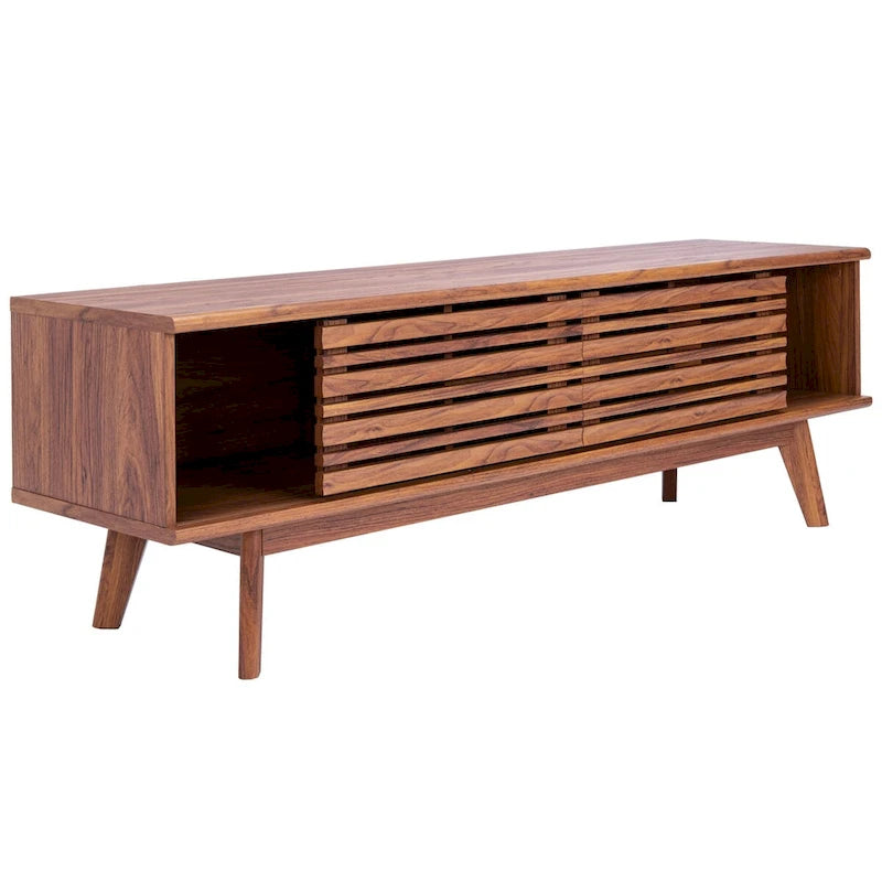 Meuble TV média de rangement Safavieh Teela Noyer 59 pouces – 59 L x 15 P x 19 H – 59Lx15Px19H