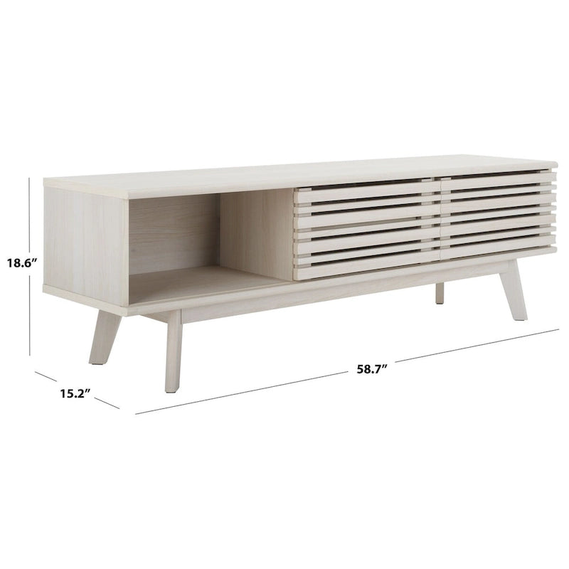 Meuble TV média de rangement Safavieh Teela Noyer 59 pouces – 59 L x 15 P x 19 H – 59Lx15Px19H