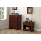 Commode en bois avec 4 tiroirs, brun cerise foncé