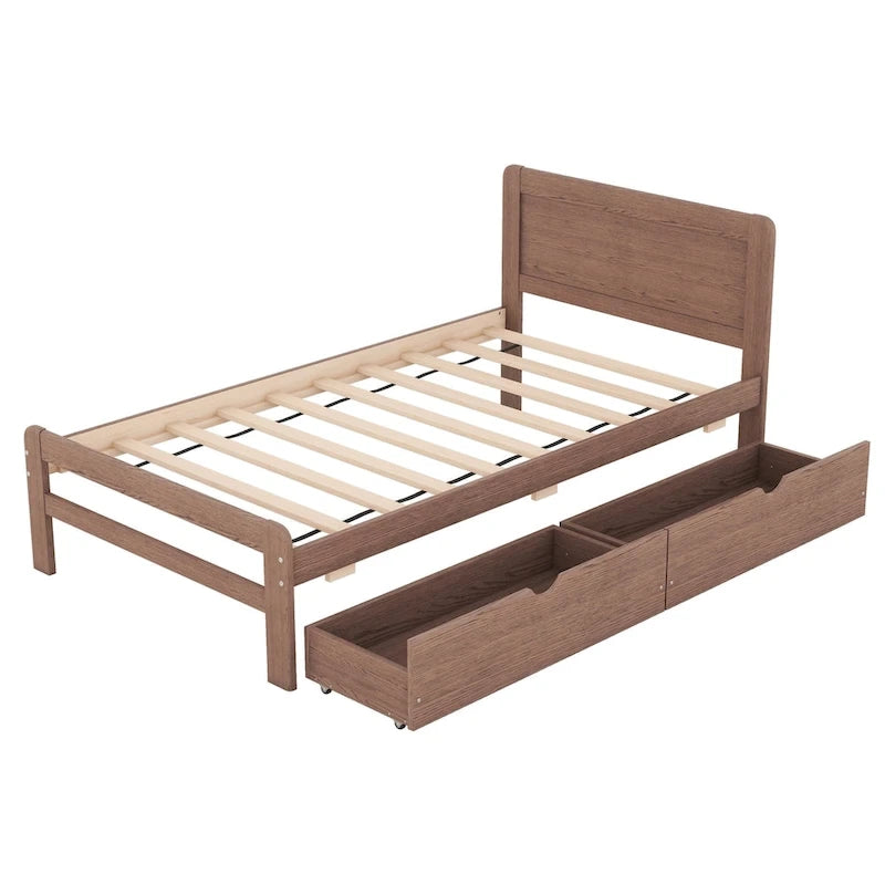 Cadre de lit plateforme en bois au design moderne avec lit gigogne