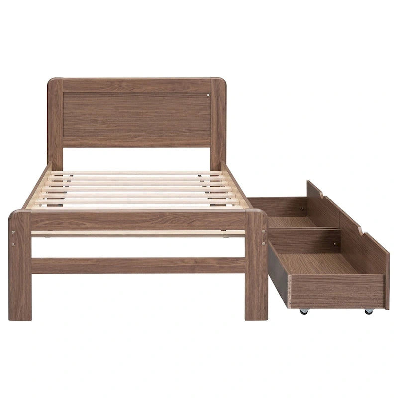 Cadre de lit plateforme en bois au design moderne avec lit gigogne