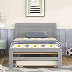 Cadre de lit plateforme en bois au design moderne avec lit gigogne