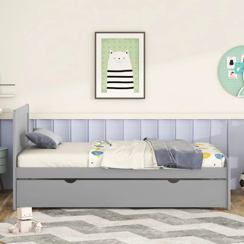 Cadre de lit plateforme en bois au design moderne avec lit gigogne