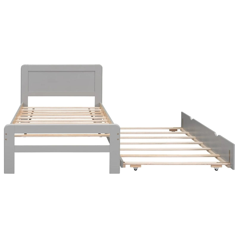 Cadre de lit plateforme en bois au design moderne avec lit gigogne