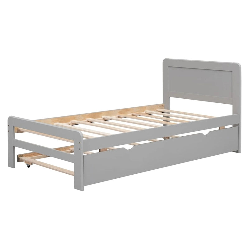 Cadre de lit plateforme en bois au design moderne avec lit gigogne