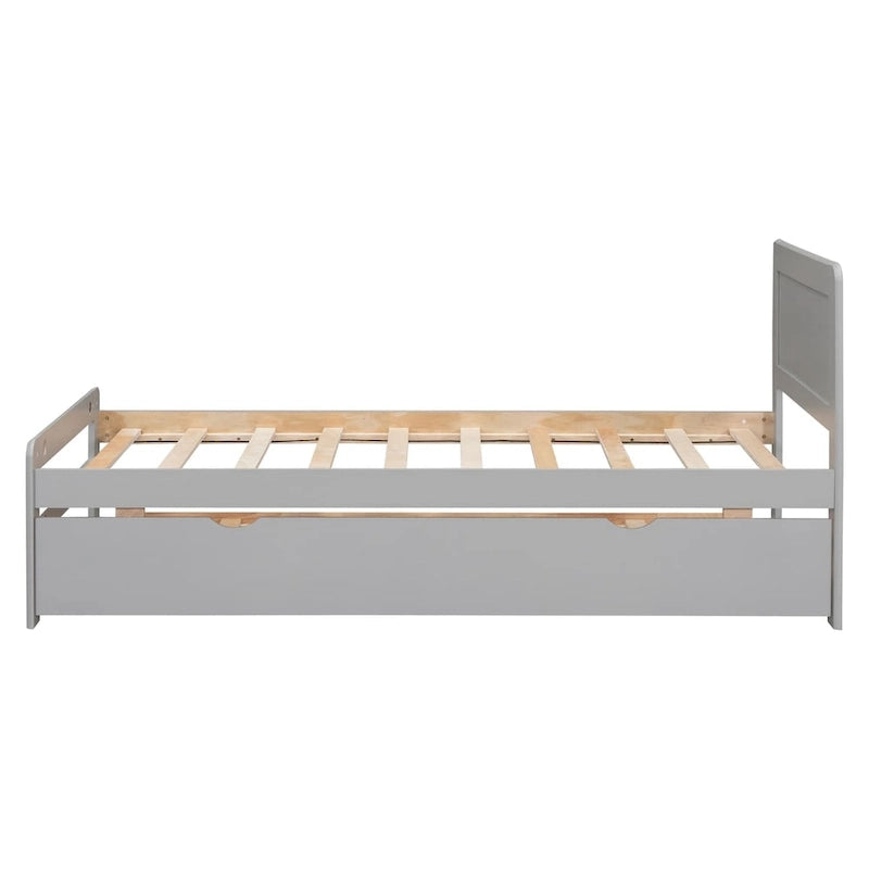 Cadre de lit plateforme en bois au design moderne avec lit gigogne