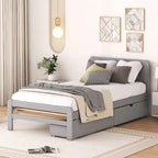 Cadre de lit plateforme en bois au design moderne avec lit gigogne