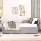 Cadre de lit plateforme en bois au design moderne avec lit gigogne