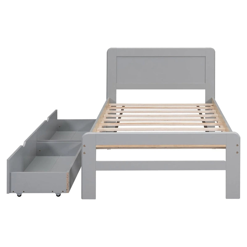 Cadre de lit plateforme en bois au design moderne avec lit gigogne