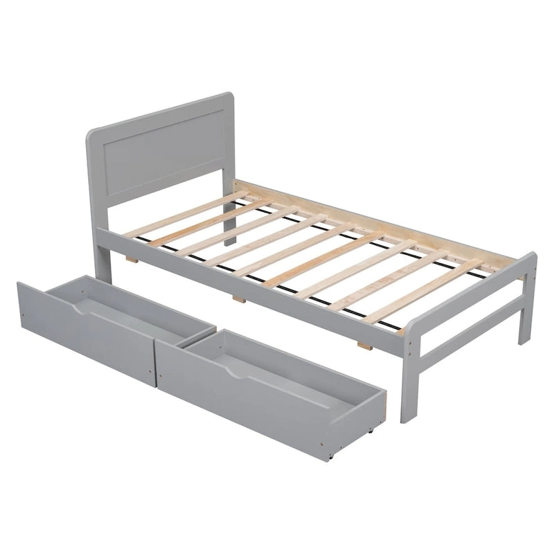 Cadre de lit plateforme en bois au design moderne avec lit gigogne