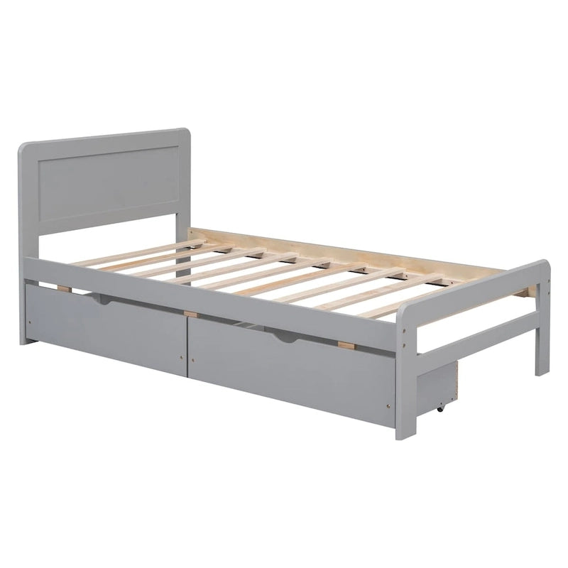 Cadre de lit plateforme en bois au design moderne avec lit gigogne