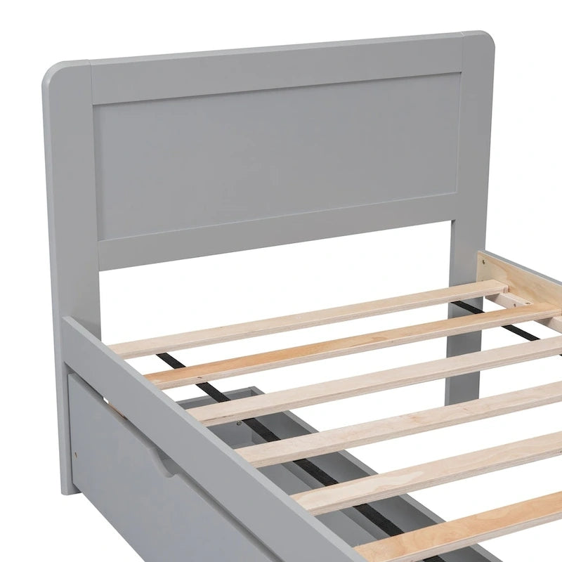 Cadre de lit plateforme en bois au design moderne avec lit gigogne