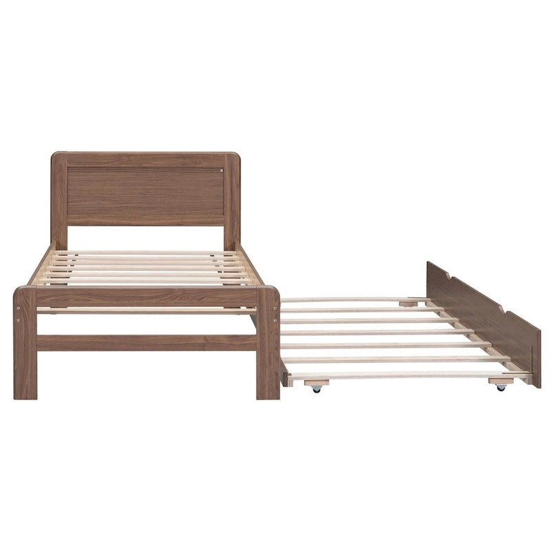 Cadre de lit plateforme en bois au design moderne avec lit gigogne