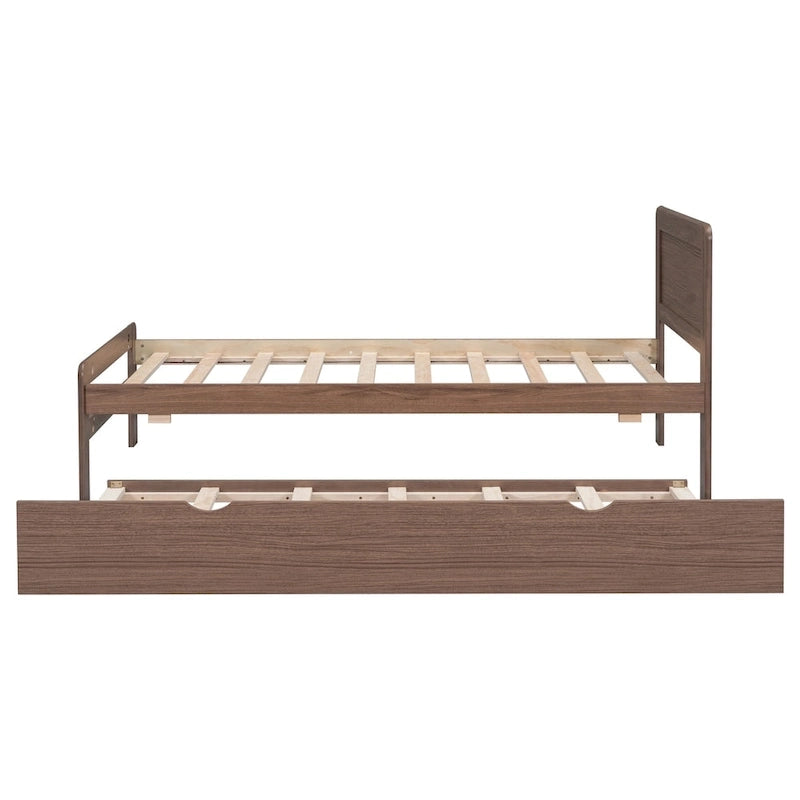 Cadre de lit plateforme en bois au design moderne avec lit gigogne