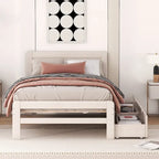 Cadre de lit plateforme en bois au design moderne avec lit gigogne