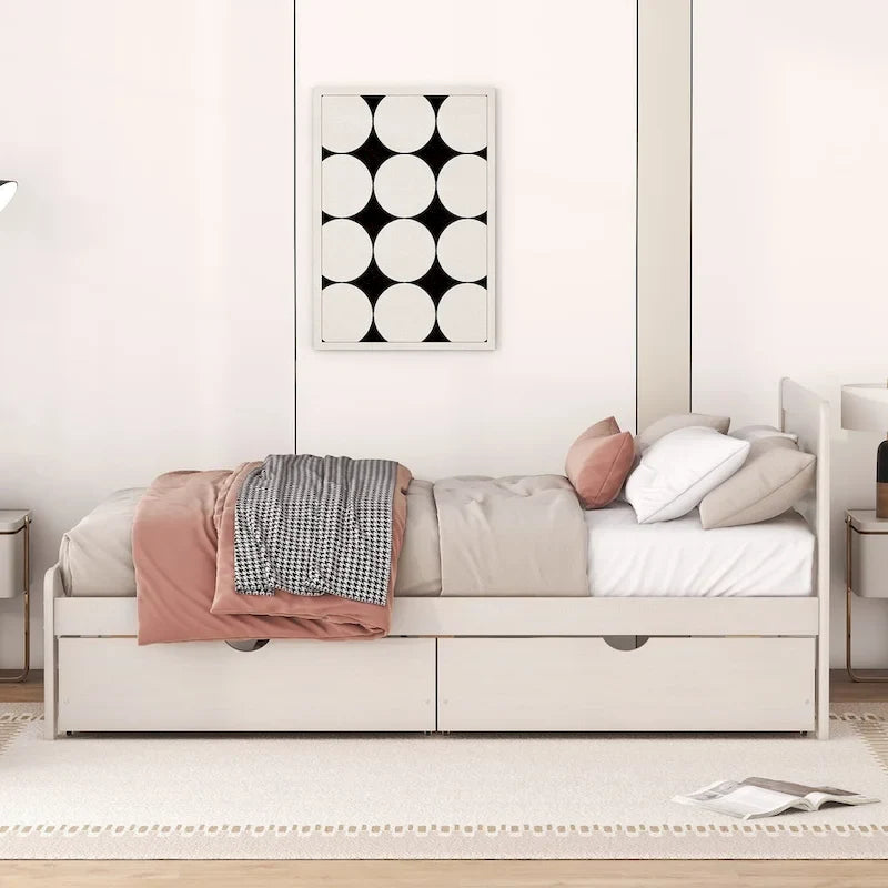 Cadre de lit plateforme en bois au design moderne avec lit gigogne