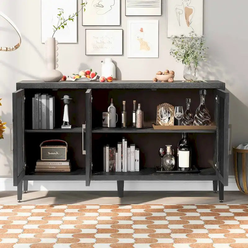 34   Tall MDF 3-door Accent Cabinet with Adjustable Shelf