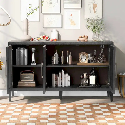 34   Tall MDF 3-door Accent Cabinet with Adjustable Shelf