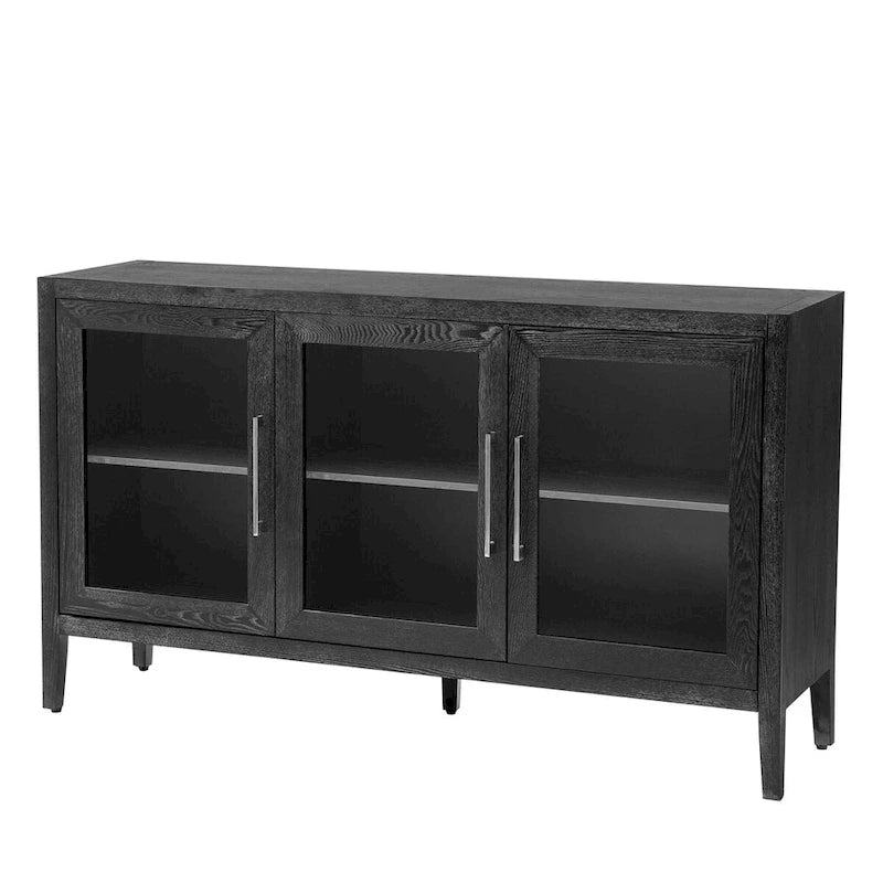 34   Armoire d'appoint haute 3 portes en MDF avec étagère réglable