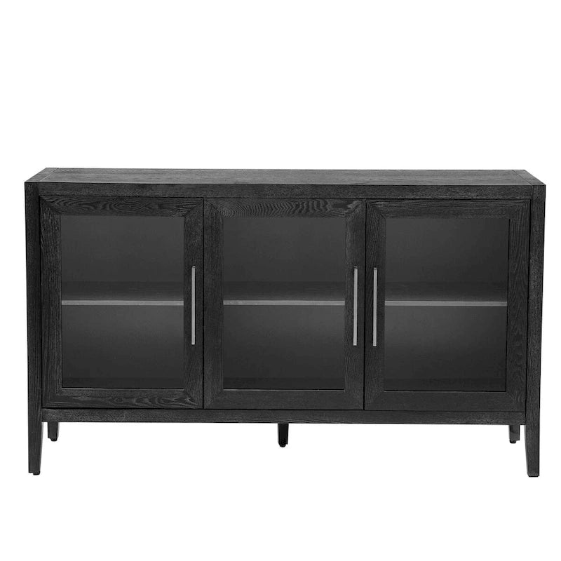 34   Armoire d'appoint haute 3 portes en MDF avec étagère réglable