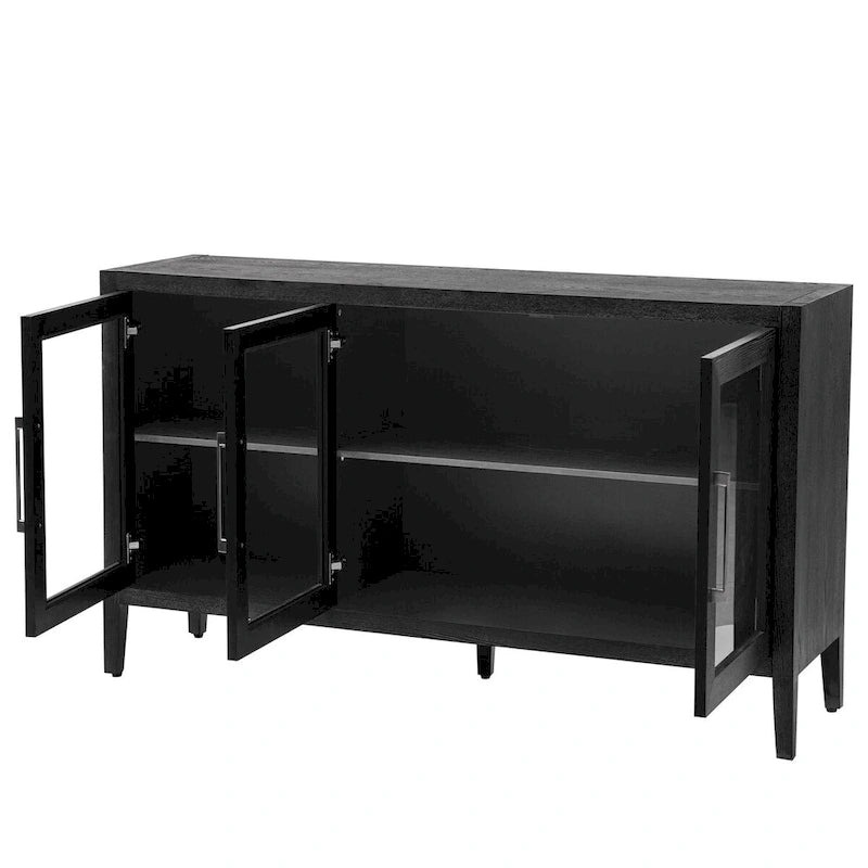 34   Armoire d'appoint haute 3 portes en MDF avec étagère réglable