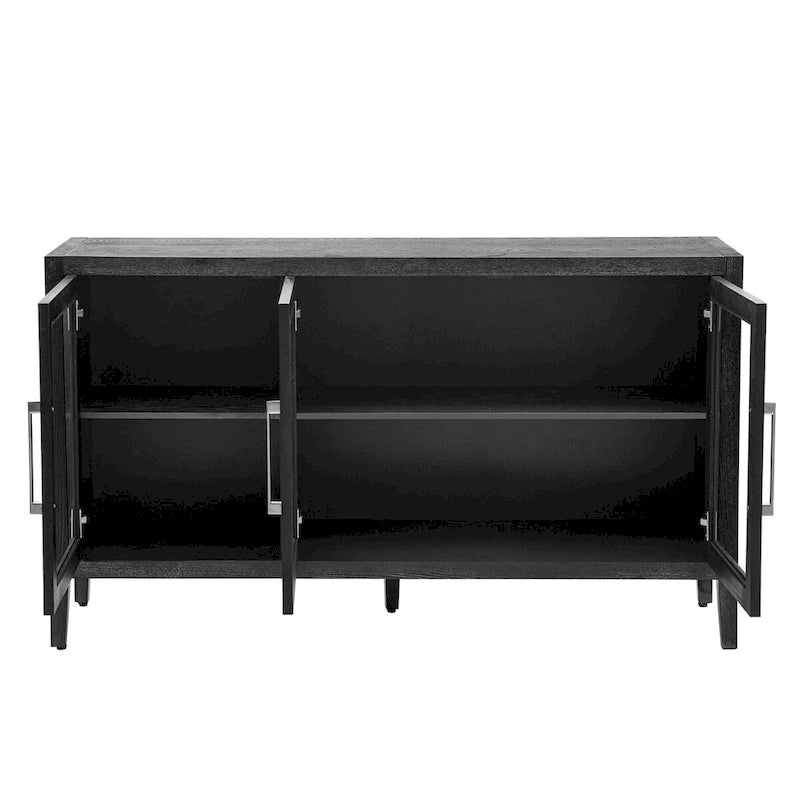 34   Armoire d'appoint haute 3 portes en MDF avec étagère réglable