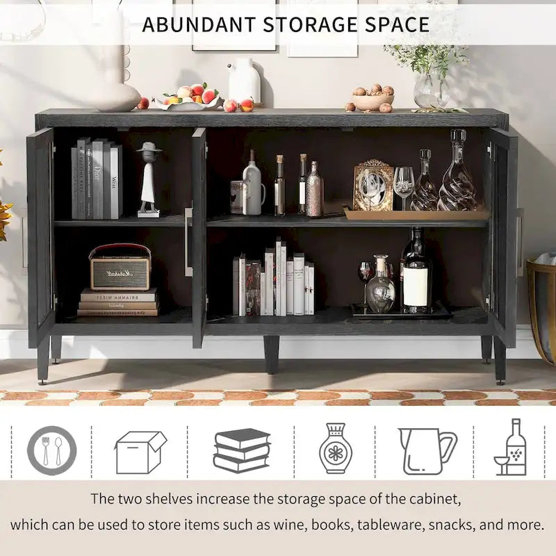 34   Armoire d'appoint haute 3 portes en MDF avec étagère réglable