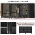 34   Armoire d'appoint haute 3 portes en MDF avec étagère réglable
