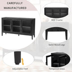 34   Armoire d'appoint haute 3 portes en MDF avec étagère réglable