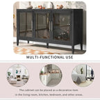 34   Armoire d'appoint haute 3 portes en MDF avec étagère réglable