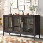 34   Armoire d'appoint haute 3 portes en MDF avec étagère réglable