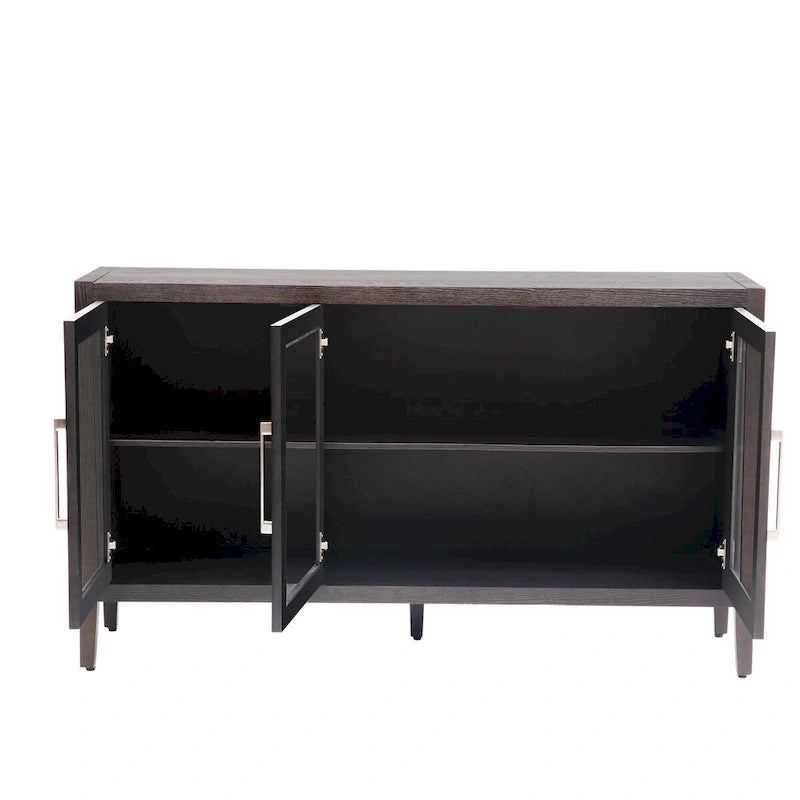 34   Armoire d'appoint haute 3 portes en MDF avec étagère réglable