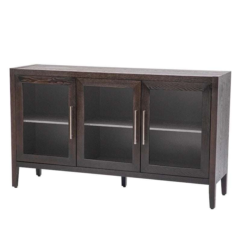 34   Armoire d'appoint haute 3 portes en MDF avec étagère réglable