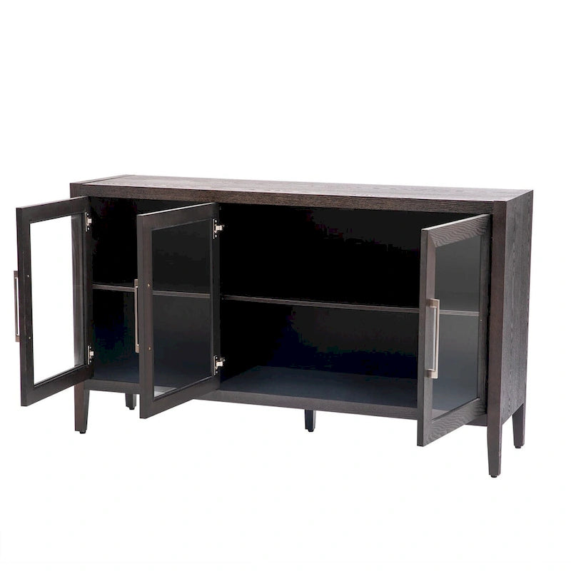 34   Armoire d'appoint haute 3 portes en MDF avec étagère réglable