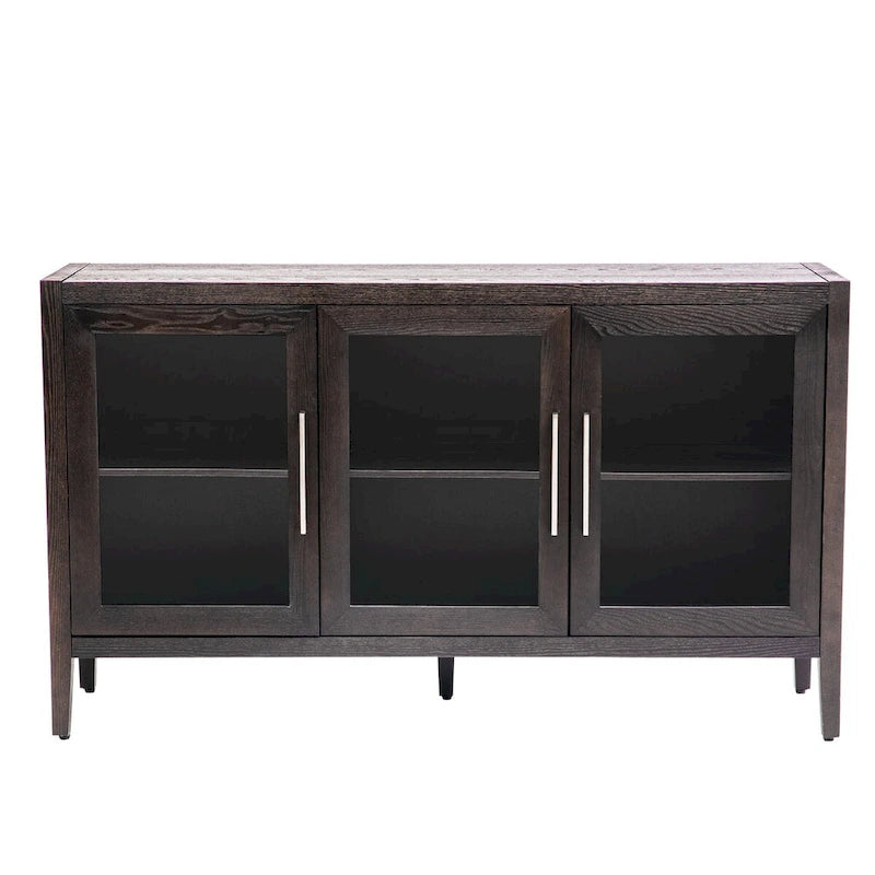 34   Armoire d'appoint haute 3 portes en MDF avec étagère réglable