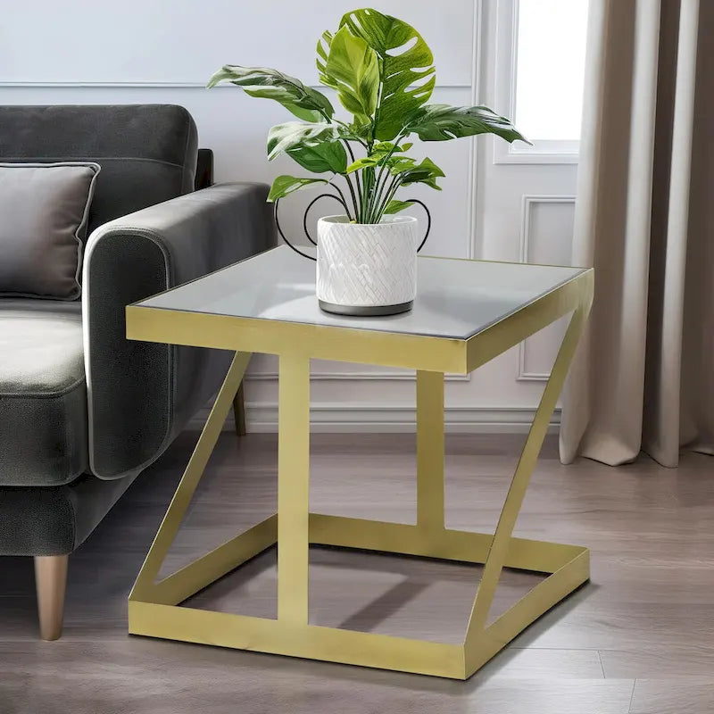 Sagebrook Home Modern Glam 20   Metal and Glass Gold and Black Side Accent Table - 22   x 22   x 20  