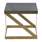 Table d'appoint noire et dorée avec plateau en verre – Structure en fer, 56 x 56 x 51 cm, pour 1 personne