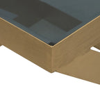 Table d'appoint noire et dorée avec plateau en verre – Structure en fer, 56 x 56 x 51 cm, pour 1 personne