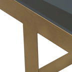Table d'appoint noire et dorée avec plateau en verre – Structure en fer, 56 x 56 x 51 cm, pour 1 personne
