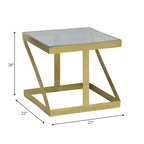 Table d'appoint noire et dorée avec plateau en verre – Structure en fer, 56 x 56 x 51 cm, pour 1 personne