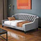 Lit de repos capitonné de luxe moderne pleine grandeur, conception multifonctionnelle, aucun sommier tapissier requis