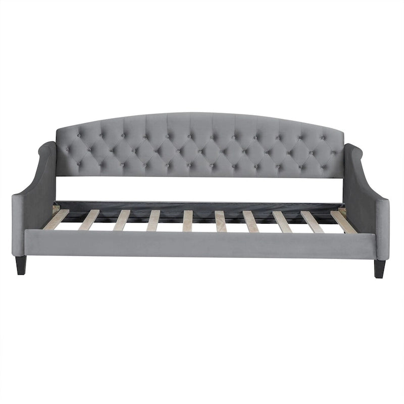 Lit de repos capitonné de luxe moderne pleine grandeur, conception multifonctionnelle, aucun sommier tapissier requis
